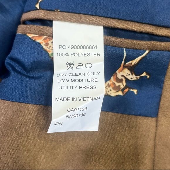 Lauren Ralph Lauren Microsuede Sport Coat Brown With Hound Pattern Size 40R - Picture 7 of 8